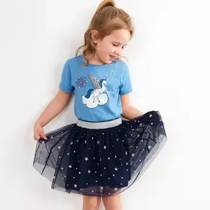 Customize Unique Flower Decoration African Clothing Skirt For Girls Exclusive Short Sleeve Petal Skirt Belt Girls Clothing Set