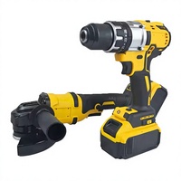 Ensemble d'outils électriques sans fil DW-AD02 2-en-1 perceuse et meuleuse d'angle avec batteries rechargeables, chargeur et mallette de transport