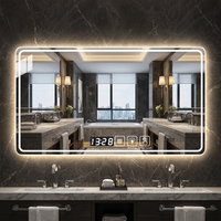 Miroir de salle de bain intelligent LED de luxe, anti-buée, rétroéclairé, 3 couleurs, à intensité variable, avec capteur tactile, mural, rectangulaire