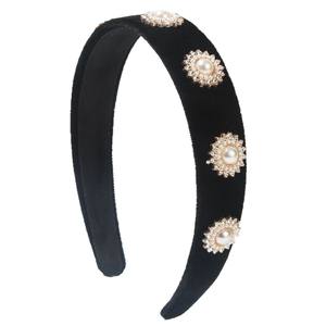 Diadema de Terciopelo con Perlas Estilo Coreano, Accesorio para el Cabello Retro Personalizado para Novias y Fiestas - Product Image 6