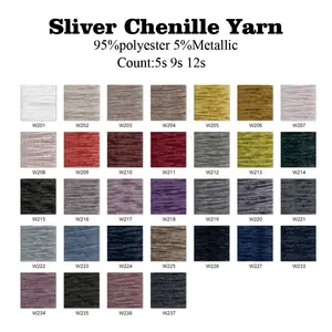 Wholesale Coloful 95%Polyester 5%Metallic Dope Chenille Yarn Knitting Thread Dyed Polyester Blended Yarn