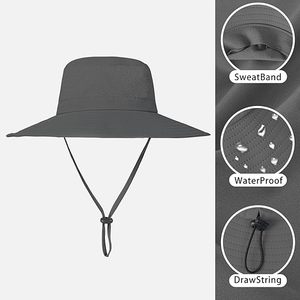 Unisex impermeable de secado rápido Boonies sombrero de poliéster Safari pescadores cubo sombreros con cuerda ajustable - Product Image 4