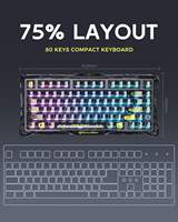 GravaStar Mercury 75 K1 Pro Nuevo Teclado Mecánico Inalámbrico para Juegos con 79 Teclas, Retroiluminación RGB, USB Tipo-C y Switches Lineales