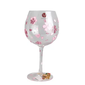 2023 New Customized Hand Decorated Gin Glasses Wine Glass Cup Colored For Home Hotel Decoration Banquet Party