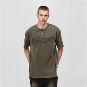 T-shirts pour hommes de haute qualité 100% coton tricoté surdimensionné lourd respirant avec broderie personnalisée - Product Image 2