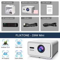 Projecteur portable intelligent Android Flixtone D9W Mini Pro 2700 ANSI Full HD 1080P compatible 4K, Wifi, vidéo, home cinéma, jeux