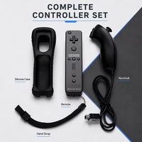 Pengontrol Permainan Nirkabel 2.4GHz dengan Sensor Gerak 2 in 1 Set Joystick dengan Pegangan Kiri dan Kanan untuk Konsol Permainan WII.