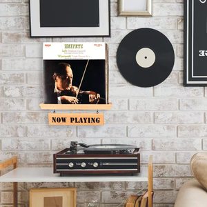 Cross-border wooden record display rack, vinyl record holder, American style record <b>shelf</b>, wall storage rack - Product Image 1