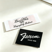 Étiquettes de col de vêtement en taffetas de polyester tissé 3D, logo en silicone tissé 3D, étiquettes de col de vêtement, technique de transfert découpée au laser