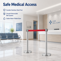 Poteau de signalisation rétractable en acier inoxydable de sécurité avec bande réfléchissante de qualité ingénierie et installation facile par visser