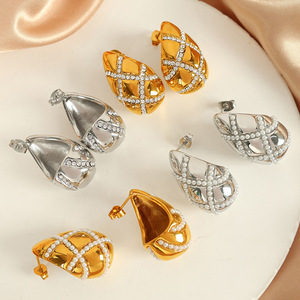 Boucles d'oreilles en forme de goutte d'eau en acier inoxydable pour femmes, à porter au quotidien - Product Image 1