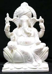 Statue de Ganesh en marbre assis sur Shinghasan aux meilleurs designs - Product Image 5
