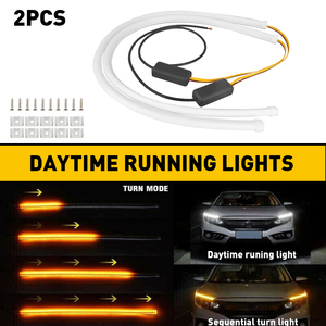2x 60cm 24inch Car <b>LED</b> Switchback DRL daytime running lights <b>Tube</b> Light Strip Amber Sequential Flow Turn Signal - Product Image 4
