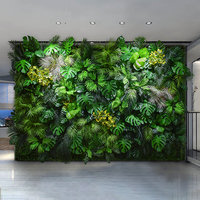 Panneau mural végétal artificiel en plastique avec feuilles mélangées, plantes de fougère et d'herbe pour la décoration intérieure, personnalisable pour le Nouvel An