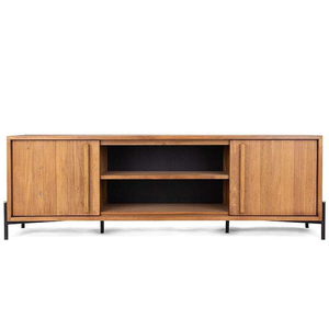 Elegante Mueble de Entretenimiento para Sala de Estar, Fabricado en Madera Sólida con Puertas Talladas Detalladas y Amplio Espacio para Equipamiento - Product Image 2