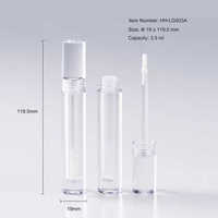HUIHO Emballage de rouge à lèvres personnalisé de 3.5ml Tube de brillant à lèvres en plastique transparent vide avec pinceau applicateur pour cosmétiques