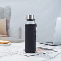 Manchon de protection en néoprène transparent réutilisable sans BPA de 500ml pour bouteille d'eau potable en verre à haute teneur en borosilicate d'eau chaude et froide
