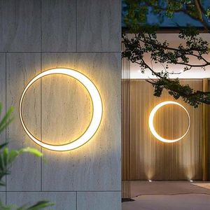 Lampe murale extérieure créative en forme de croissant de lune, en fer, 120 perles LED, à intensité variable, pour la décoration de portail de jardin - Product Image 3