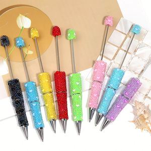 23 Stylos à bille en plastique entièrement ornés de perles, avec perles brillantes collées à la main, DIY créatif, en résine colorée et strass, cadeau de bureau - Product Image 4