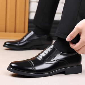 Chaussures habillées pour hommes en cuir noir, formelles, pour le bureau, à bout rond, à enfiler, style Oxford, pour affaires et mariages, tailles adultes 40 41 42 43 44 - Product Image 1