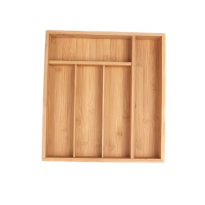 Bamboo Silverware Drawer Organizer Kitchen Utensil Holder and Cutlery Tray with Divider