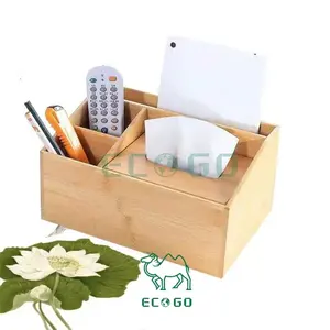 Conception personnalisée écologique porte-papier en bois organisateur de bureau boîte à mouchoirs en bambou avec rangement séparateur - Product Image 4