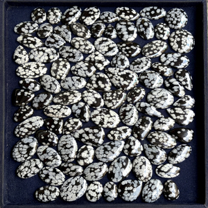 MAHNAJ GEMS Wholesale Natural Snowflake Obsidian Loose Gemstones AAA Grade Polished Cabochon Beads for DIY Jewelry - Product Image 2