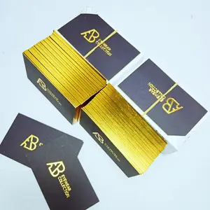 Kleiner Visitenkarte druck Geprägte Karten Schwarz goldfolie Recycling papier Benutzer definiertes Logo Luxus-Rand-Offsetdruck mit Gold