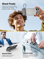 Power Bank Mini Kapsul HYTO 5000mAh dengan Konektor USB-C Lipat, Pengisian Daya Nirkabel untuk Jam Tangan, dan Dudukan Portabel Terintegrasi
