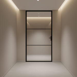 Porte de séparation intérieure en verre ESG noir et aluminium, modèle D0100H5XMWP, 40,4''x79,3'' - Product Image 2