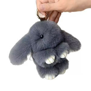 QYS 15cm Rabbit Plush Keychain Soft Bunny Bag Charm <b>Car</b> Pendant Plush Ball <b>Key</b> <b>Ring</b> Gift - Product Image 3