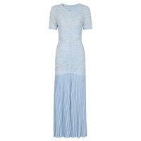 Robe longue chic et décontractée en maille à manches courtes avec détails de boutons perlés, coupe ajustée, pour femme, idéale pour le bureau, les soirées et les fêtes - Collection 2026