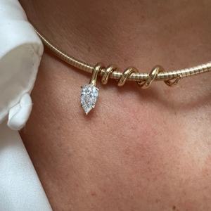 Gemnel 18K verguld spiraalvormige slang 1ct peer zirkoon hanger slangketting collier delicaat 2mm ronde visgraat boa ketting - Product Image 5