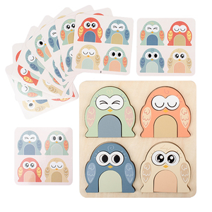 Dessin animé en bois pour enfants 3D hibou carte correspondant Puzzle <span class=keywords><strong>jeux</strong></span> de société début éducatif aides pédagogiques jouets pour enfants garçons filles - Product Image 4