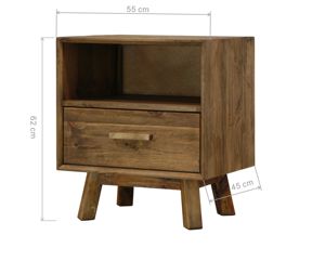 أثاث عتيق ريفي من الخشب، طاولات جانبية لغرفة النوم بجانب السرير - Product Image 2