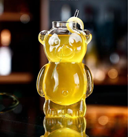 Gobelet en verre borosilicate en forme d'ours en peluche mignon et créatif, 320 ml, réutilisable, sans BPA, compatible lave-vaisselle et micro-ondes, pour café et thé