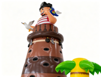 Tour d'escalade gonflable sur le thème de l'île pirate, jeu de chasse au trésor pour enfants, défi d'obstacles, PVC écologique, 8x8x6m