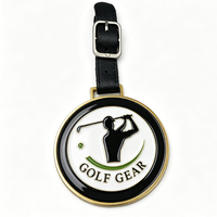 Étiquette de sac de golf en alliage de zinc de haute qualité, personnalisable avec logo métallique, durable, pour bagages de voyage, accessoire de golf en gros
