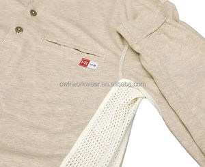 Venta al por mayor personalizado CAT 2 Soldadura seguridad resistente al fuego 100% algodón enclavamiento tejido ignífugo FR Henley camisas - Product Image 4