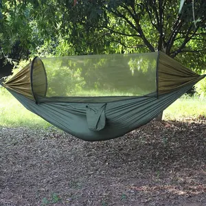 AJOTEQPT tragbarer vollautomatisch schnellöffnender Sonnenschirm Nylon-Hängematte für Camping mit Moskitonetz