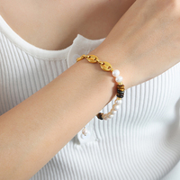Fatingna Plaqué Or En Acier Inoxydable Collier Bracelet Ensemble Perles De Pierre Naturelle Perles D'eau Douce Mignon Bijoux De Mode