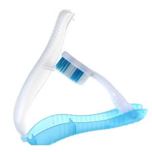 Brosse à dents pliable bleu clair à poils souples, portable, pour l'hygiène buccale, usage adulte, design pliable - Product Image 5