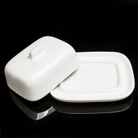 Nouvelle conception de beurrier en céramique, beurrier en céramique blanc avec couvercle