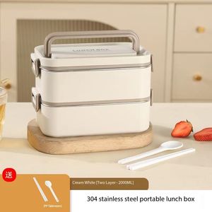 High Capacity Insulated Stainless Steel Bento Lunch <b>Box</b> Compartment Sealed Leakproof Tiffin with Cutlery and <b>Storage</b> Features - Product Image 5