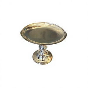 Base de Plata para Pastel de Diseño Moderno, Base de Pedestal para Mesa de Comedor, Acabado Plateado, Soporte para Pastel y Postres Hecho a Mano - Product Image 1