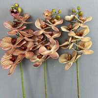 BF-OD09 Bloom Floral Haute Qualité 7 Têtes Luxe Faux Latex Papillons d'Orchidée Fleurs Artificielles Toucher Réel Phalaenopsis Orchidée