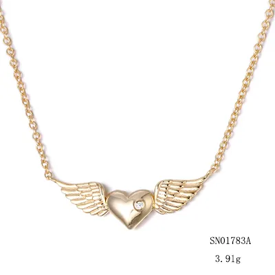 Grace Jewelry-collar de ala de Ángel de Plata de Ley 925, colgante con forma de corazón en oro