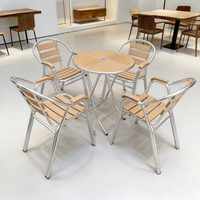 Meubles de jardin en aluminium modernes, table et chaises de salle à manger d'extérieur pour patio, balcon, hôtel, café, restaurant