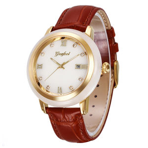 Reloj de Jade Hetian de Lujo para Hombre y Mujer, Correa de Cuero, Movimiento de Cuarzo Japonés, Reloj de Pareja - Product Image 3