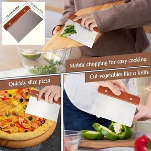 Raspador de Masa de Acero Inoxidable con Mango de Madera, Raspador de Metal para Banco de Trabajo, Cortador Multiusos para Masa, Pizza, Pastel, Herramienta para Hornear - Product Image 4